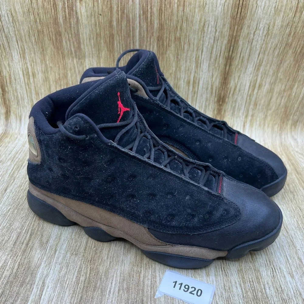 Nike Air Jordan 13 Retro Olive Men's Size 11.5 Black Suede Basketball 414571-006